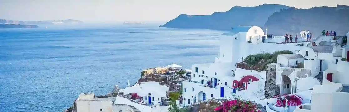 Blue domes above the caldera on Santorini