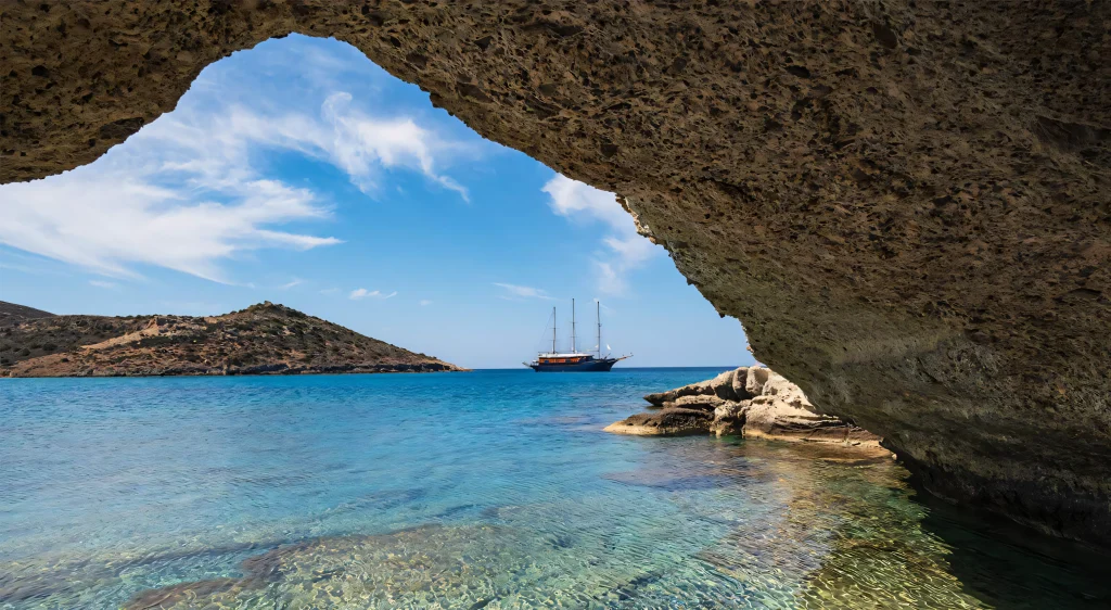 A Variety Cruises mega yacht at anchor