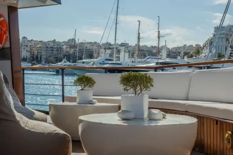 Outdoor lounge on the upper deck of M/S Galileo