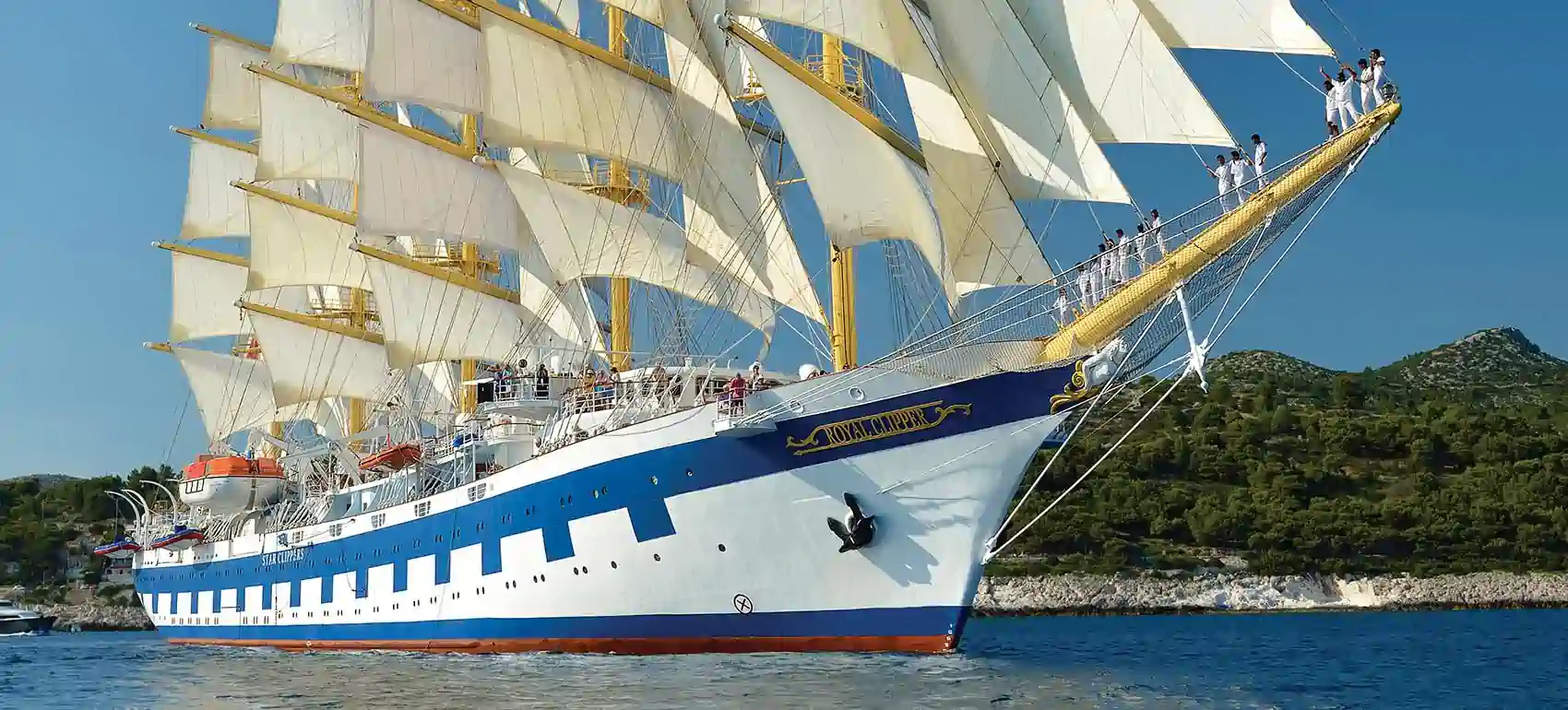 Royal Clipper under full sail in the Caribbean