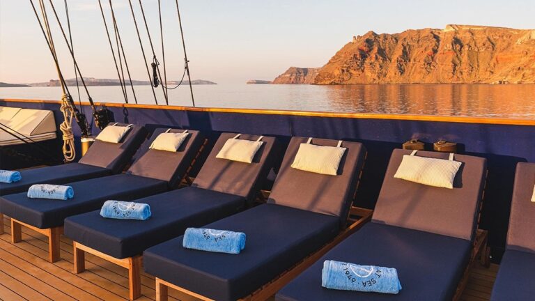 Sun loungers on the sun deck of M/S Galileo