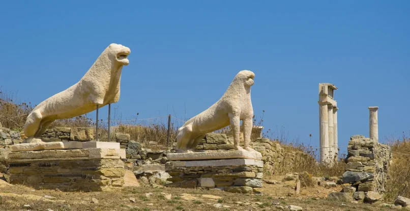 Marble lions on the Terrace of the Lions, Delos
