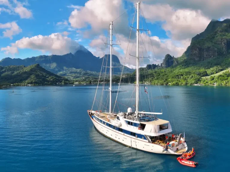 Panorama II at anchor off Moorea, French Polynesia