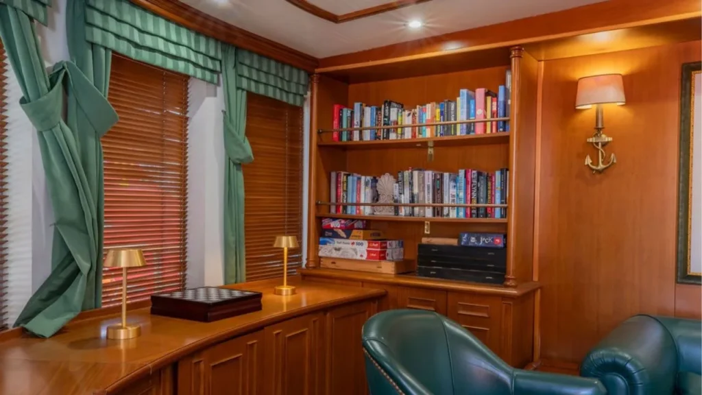 Library on board M/Y Callisto