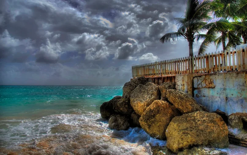 Seafront at Oistins, the fishing town on the south coast of Barbados