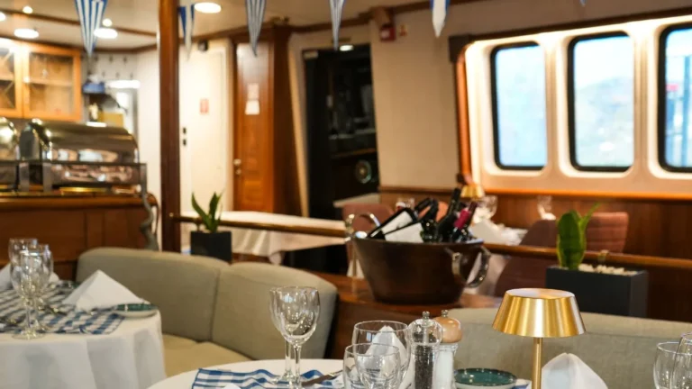 Lounge and library on board M/S Panorama