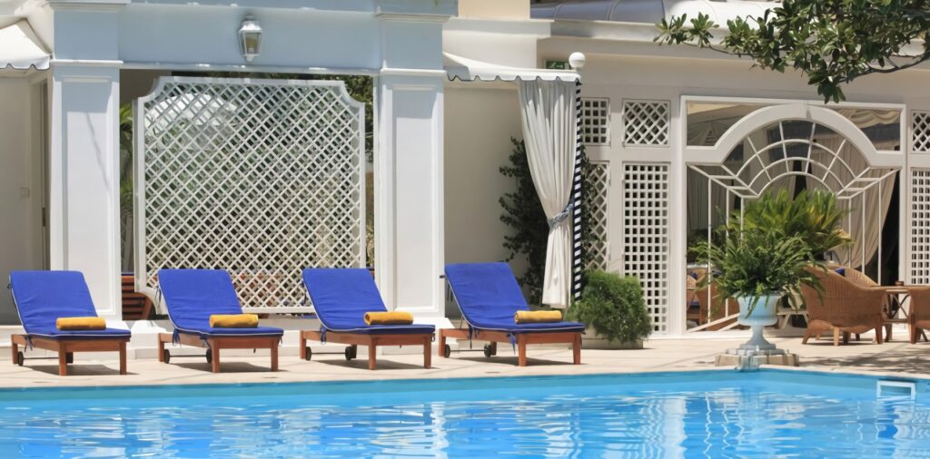 Outdoor swimming pool at the Royal Olympic Hotel