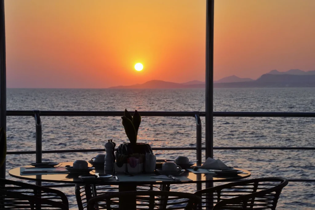 Sunset from the deck of Variety Voyager